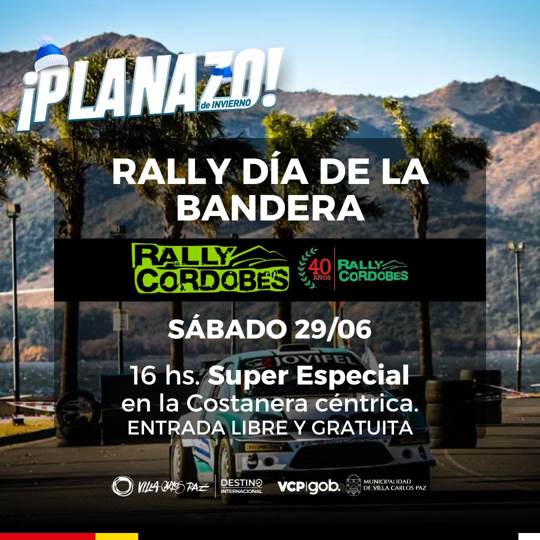 Banderin Rally Inicio SUPER SPECIAL EN LA COSTANERA – RALLY DIA DE LA BANDERA – CARLOS PAZ HOY